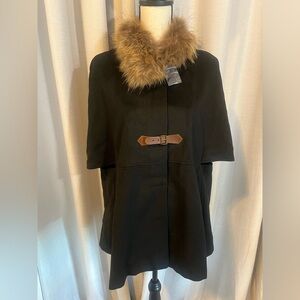 ROMWE Black Cape with Brown Buckle